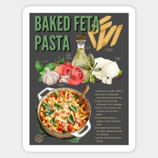 Baked Feta Pasta Recipe Design - Chalkboard Feel Sticker